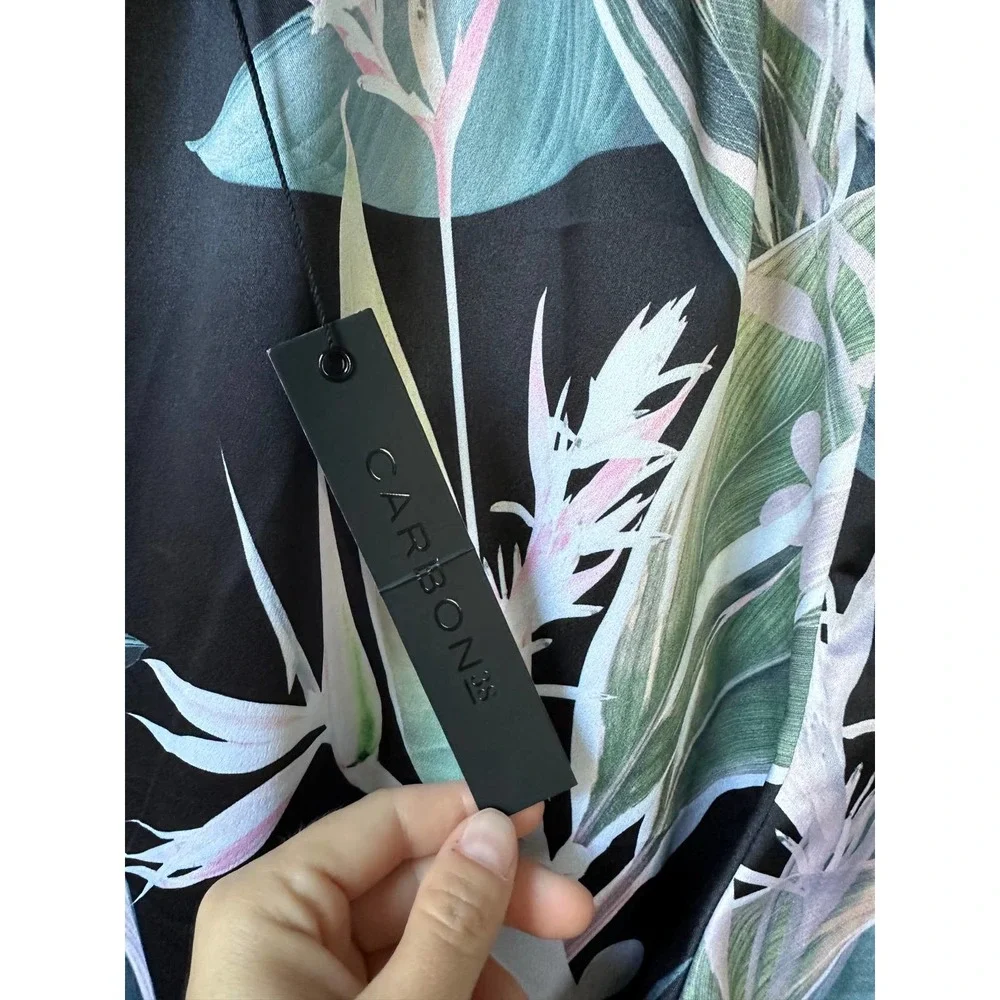 NWT Carbon38 Silky Drawstring Wide Leg Bird of Paradise Pants - Picture 3 of 5